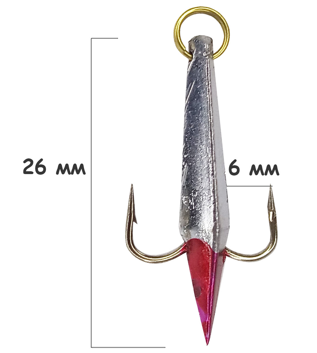 Блесна зимняя Ваучер 3,0г крючок двойник Mustad Олово серебро 5 шт для ловли щуки, окуня, судака — изображение 2