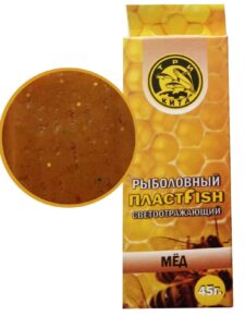 2 шт Пластилин рыболовный мягкий насадочный ПлаcтФиш мёд с блестками ароматный 45 гр