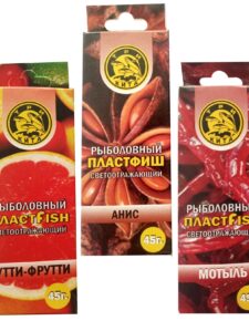 3 шт. Пластилин рыболовный мягкий насадочный ПлаcтФиш Тутти-фрутти, Мотыль, Анис с блестками ароматный
