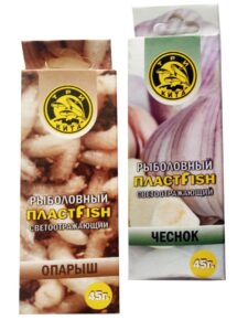 2 шт. Пластилин рыболовный мягкий насадочный ПлаcтФиш Опарыш, Чеснок с блестками ароматный 90 гр Светлый