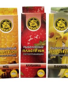 3 шт. Пластилин рыболовный мягкий насадочный ПлаcтФиш Мёд, Клубника, Ваниль с блестками ароматный