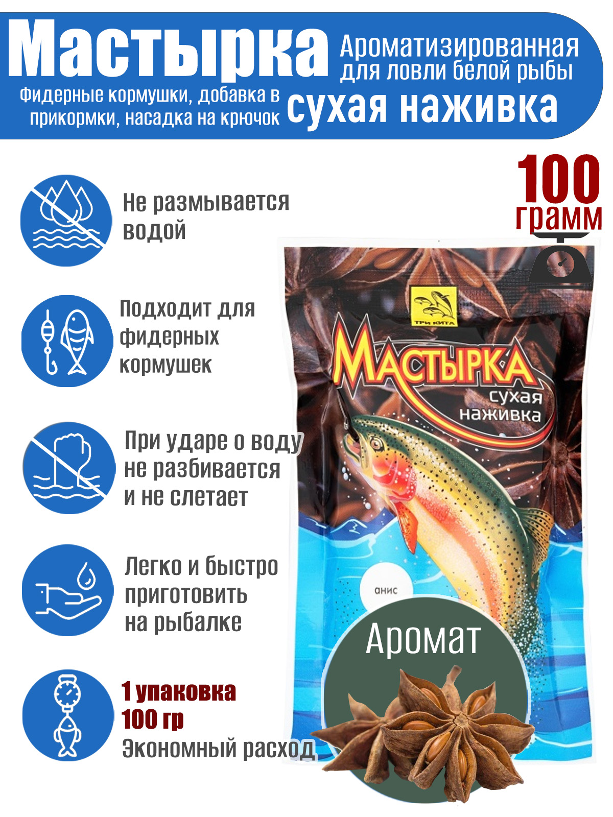 Мастырка сухая наживка Анис 100 гр.